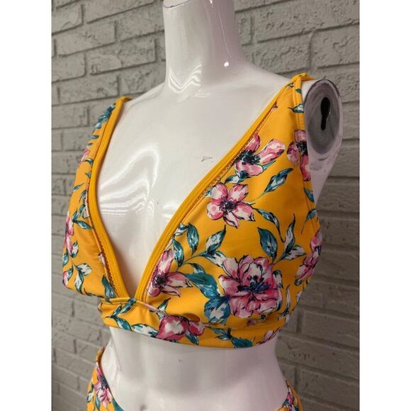 Daisy Fuentes Women Yellow Floral Two Piece Bikini Set Size 16 - Picture 5 of 10
